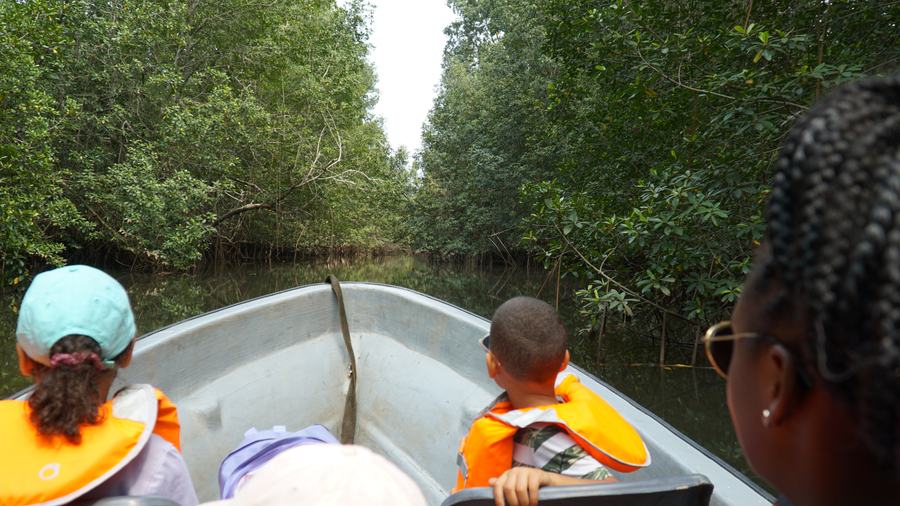 Mes enfants en bateau dans la mangrove de Muanda, en République démocratique du Congo